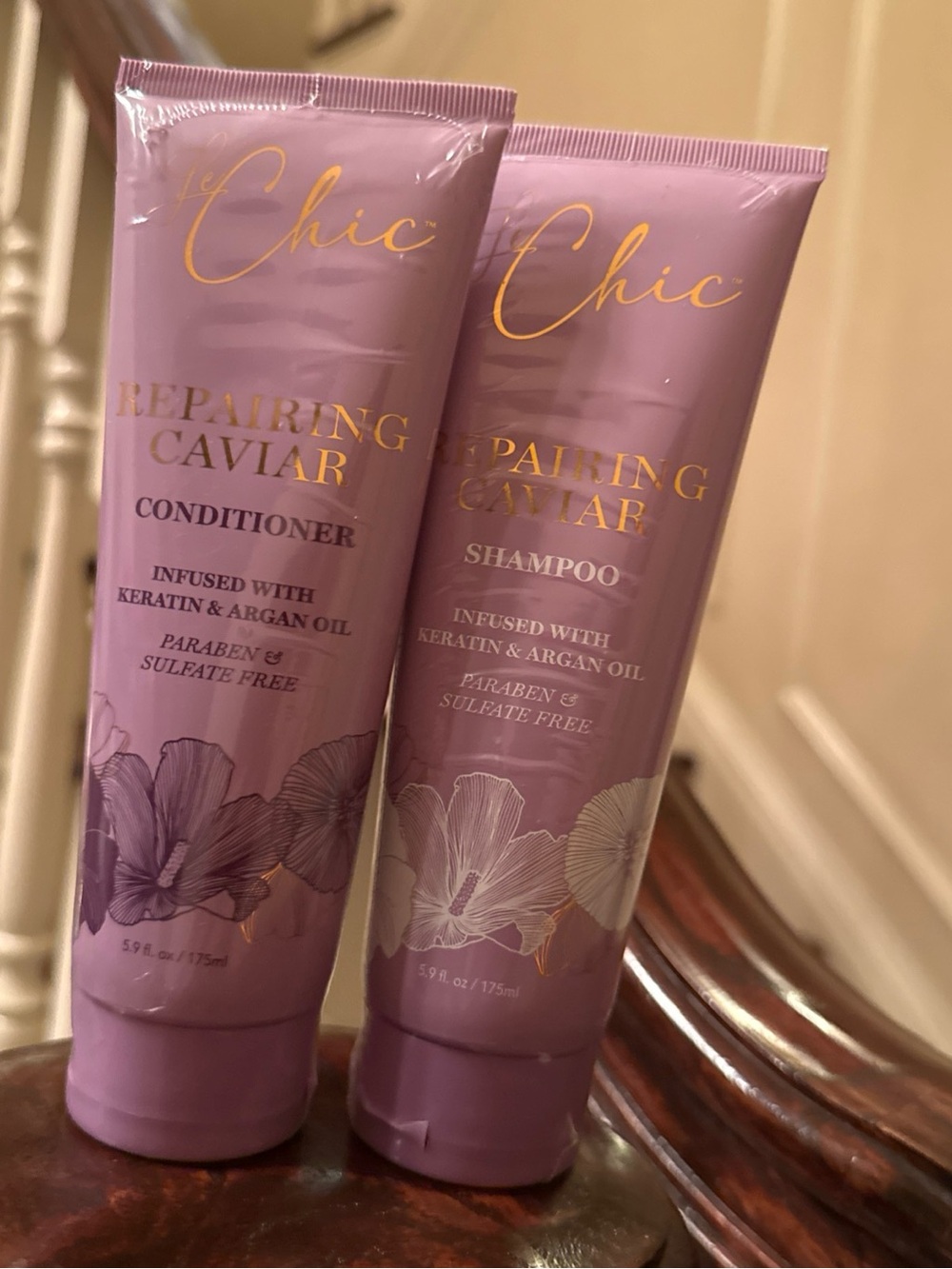 Le Chic Repairing Caviar Shampoo & Conditioner Set Keratin Argan Oil 5.9 fl oz